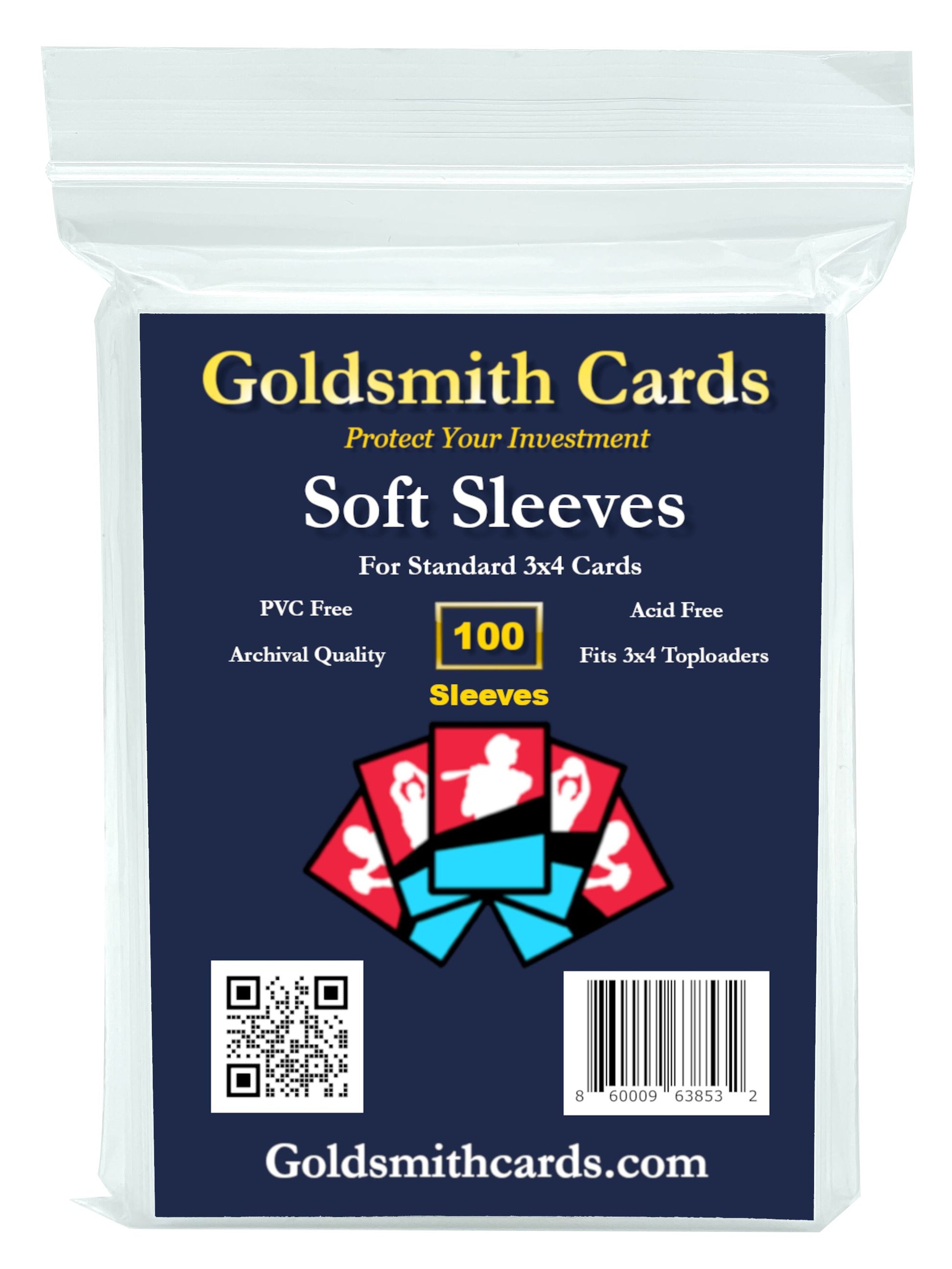100 Soft Plastic Trading Card Sleeves / Acid Free, Archival